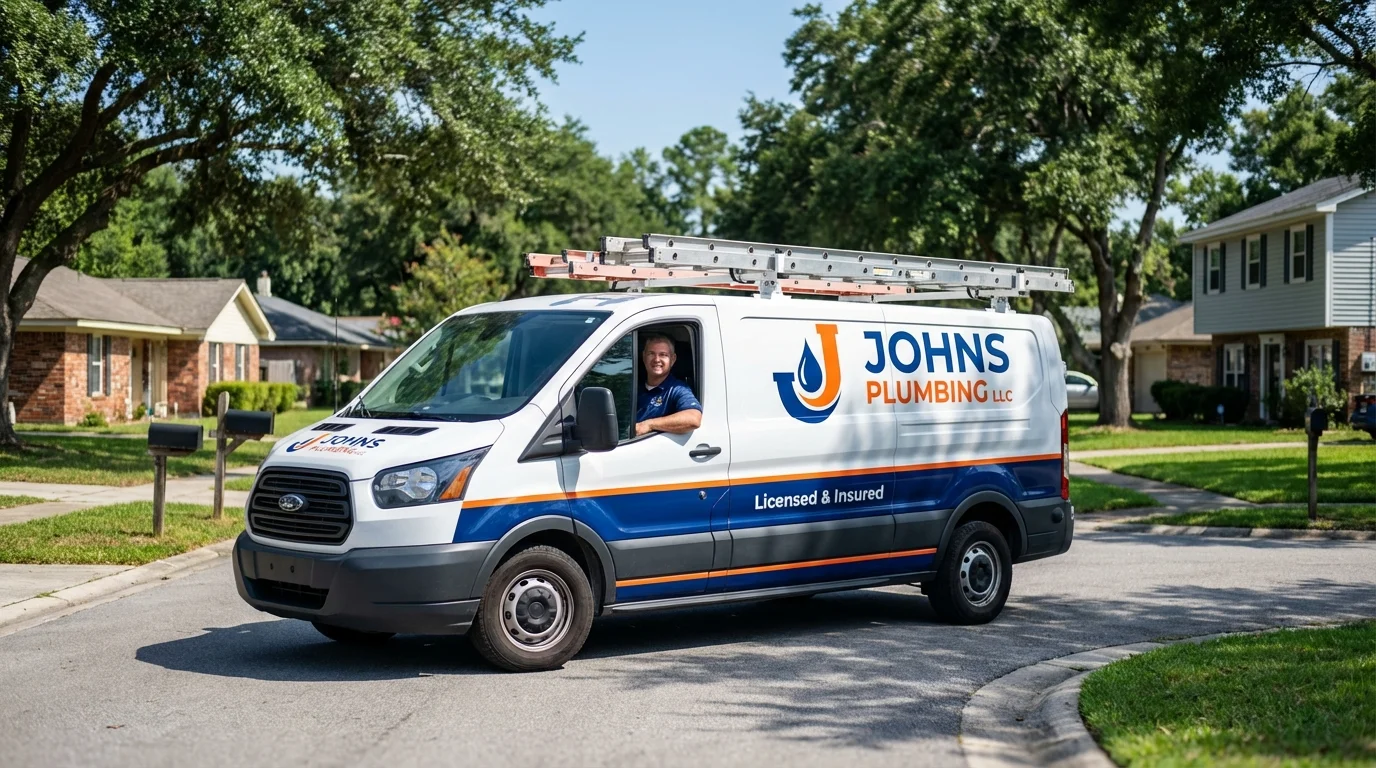 Johns Plumbing LLC service van in Mount Vernon, NY