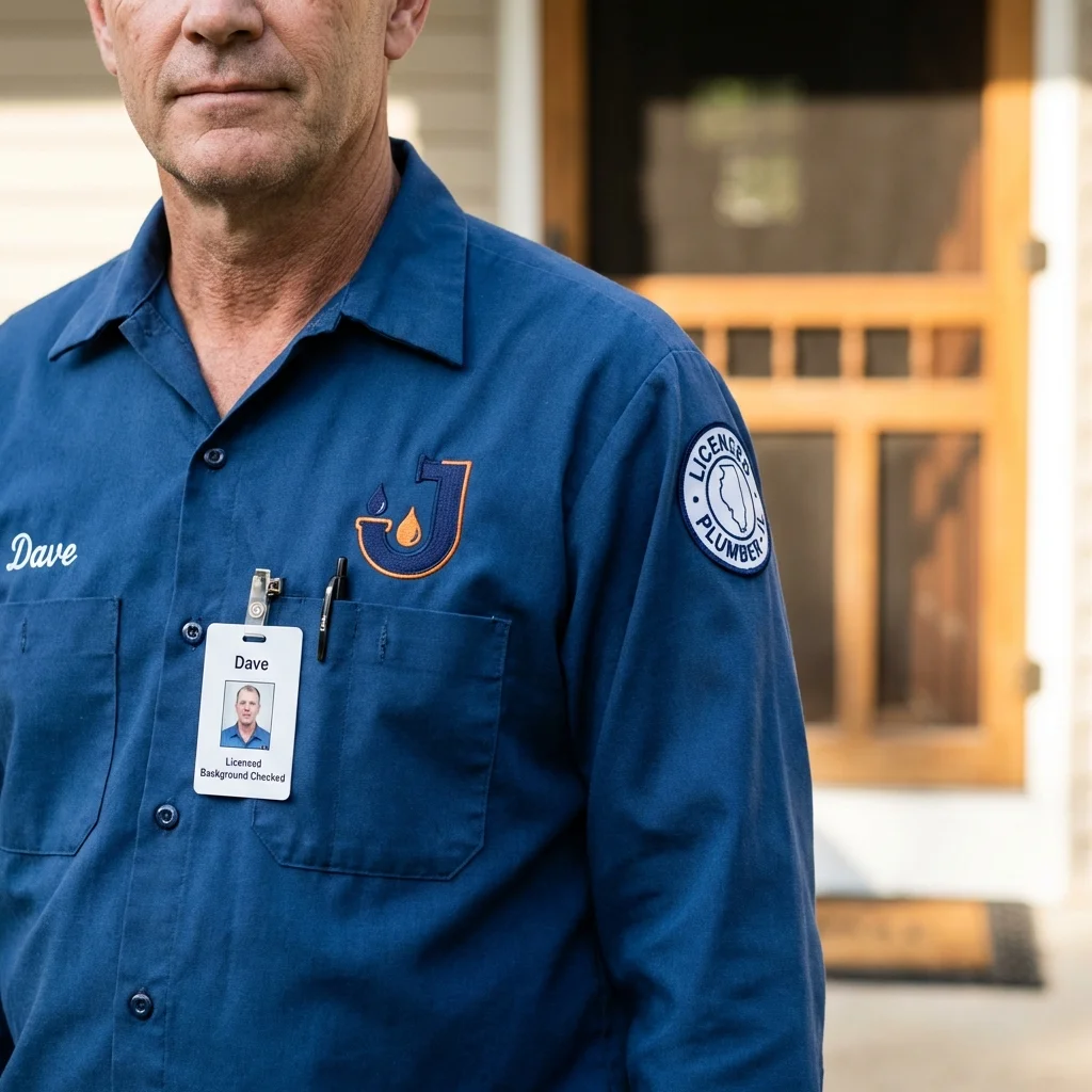 Licensed plumber showing ID badge in Mount Vernon, NY