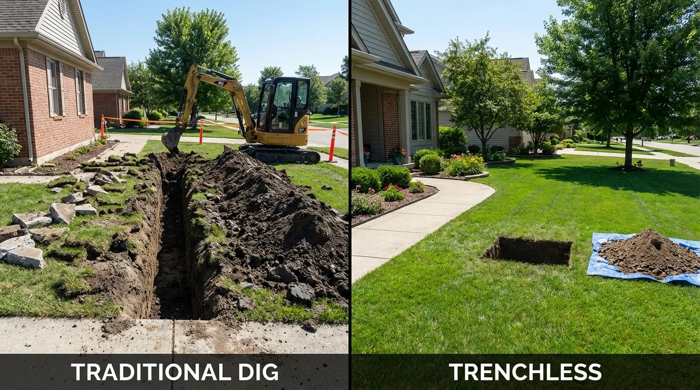 Trenchless sewer repair with minimal yard damage versus traditional excavation in Mount Vernon, NY